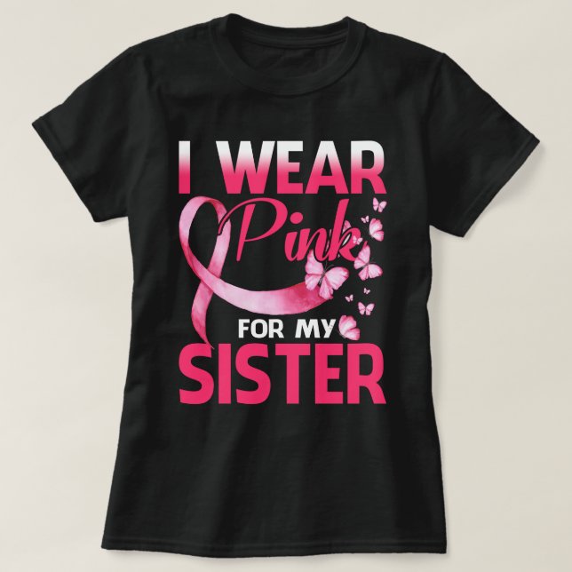 Camiseta Sensibilização Para O Cancer Eu Visto Rosa Para A  (Frente do Design)