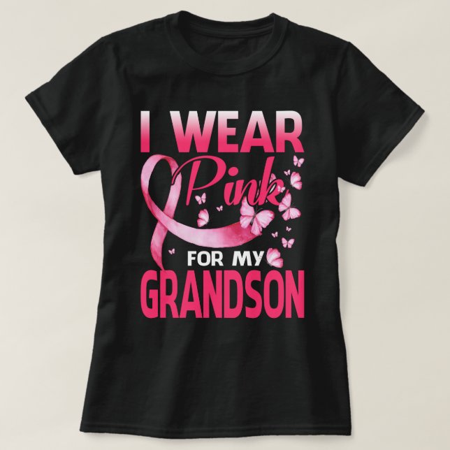Camiseta Sensibilização para o Cancer Eu Visto Rosa Para O  (Frente do Design)