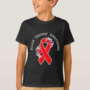Camiseta Sensibilização para o Cancer Sanguíneo Vermelho Fl