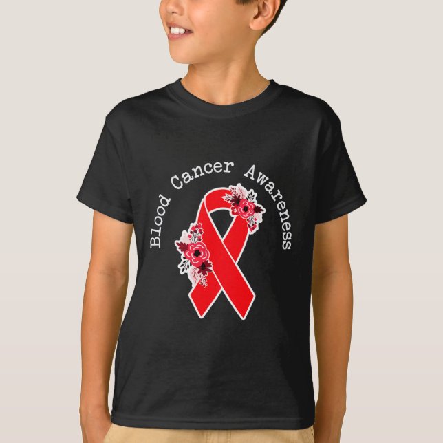 Camiseta Sensibilização para o Cancer Sanguíneo Vermelho Fl (Frente)