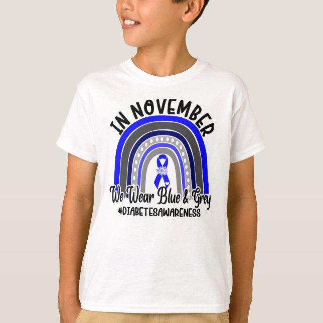Camiseta Sensibilização para o diabetes Vestimos o azul e a (Frente)