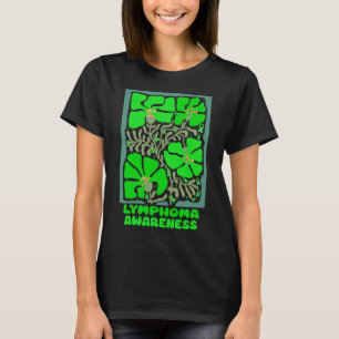 Camiseta Sensibilização para o linfoma Flor Verde Boho
