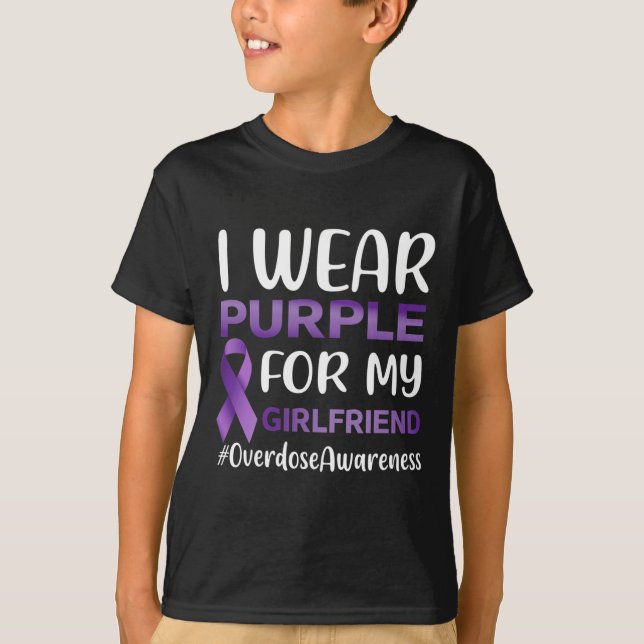 Camiseta Sensibilização Para Sobredosagem Eu Visto Roxo Par (Frente)