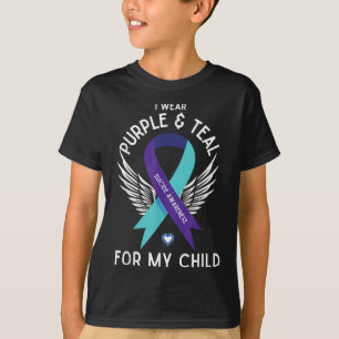 Camiseta Sensibilização Suicida Eu Visto Teal E Roxo Para M