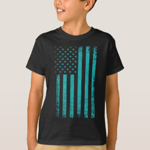 Camiseta Sensibilização Suicida Usa Flag Teal Purple Americ
