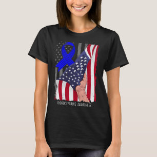 Camiseta Sensibilização Vintage American Flag Blue Ribbon