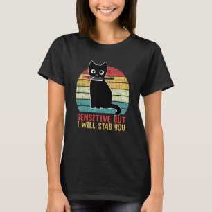 Camiseta Sensível, Mas Vou Te Esfaquear, Retrô Negro Engraç