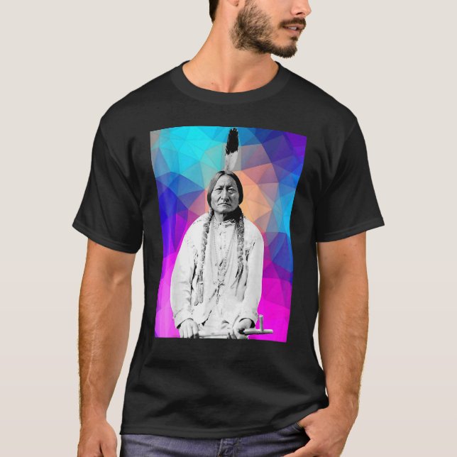 Camiseta Sentado - Chefe Indiano Nativo Americano, Lakota (Frente)