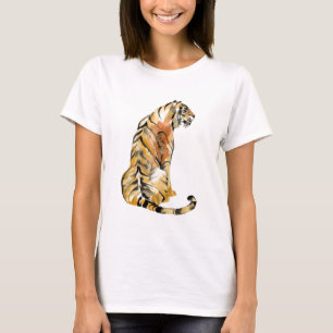 Camiseta Sentado de Tigre de Aquarela