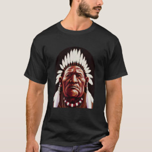 Camiseta Sentando Bull Chefe de Guerra Indígena Americana