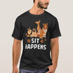 Camiseta Sente-Se Cão Treinando Cão Cão Cão Cão Cachorro Pe