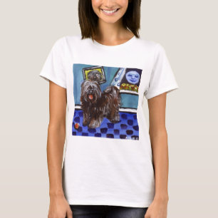 Camiseta Sentidos do terrier tibetano que smiing a lua