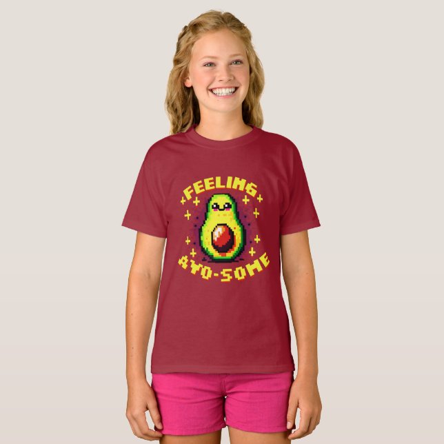 Camiseta Sentimento Avo-some - Engraçado Pixel Art Avocado  (Frente Completa)