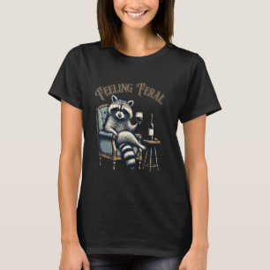 Camiseta Sentimento de Feral Raccoon Engraçado Homens da Vi