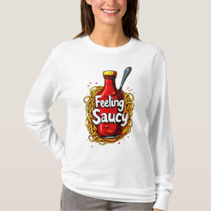 Camiseta Sentimento de Saucy - Impressão de Ketchup de Toma