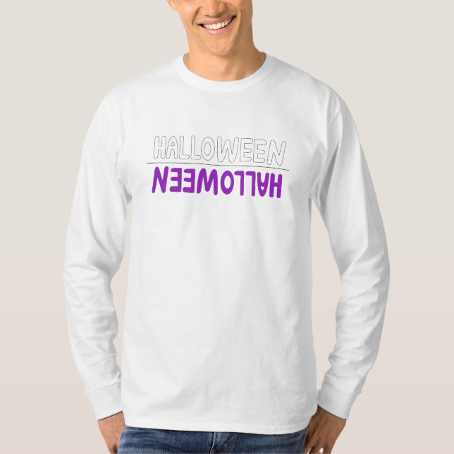 Camiseta Sentimento de Texto Whimsical do Halloween Roxo Vi (Frente)