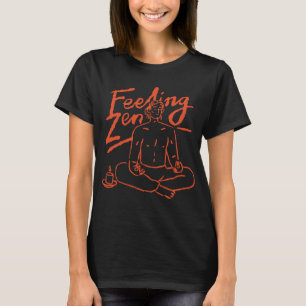 Camiseta Sentimento Minimalista Zen Desenhado à Mão Meditaç