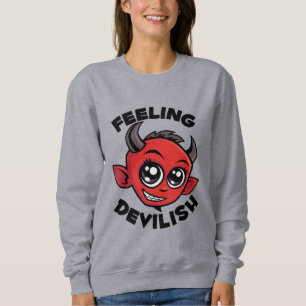 Camiseta Sentindo-me Diabólico Cute Diabo Sorridente