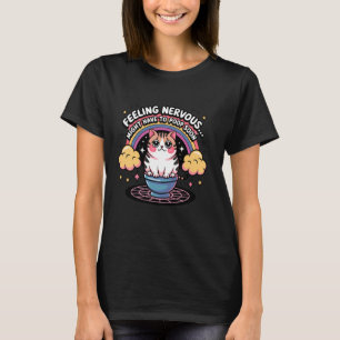 Camiseta Sentindo Nervoso Pode Precisar Cagar Logo Gato Eng
