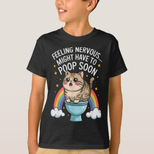 Camiseta Sentindo Nervoso Pode Precisar Cagar Logo Gato Eng