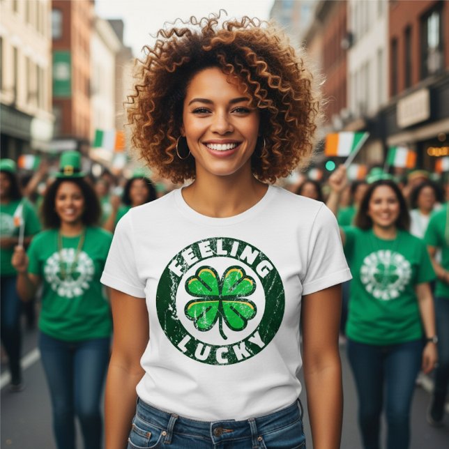 Camiseta Sentindo Sorte - Dia de São Patrício  (Criador carregado)