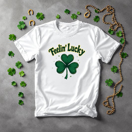 Camiseta Sentir Rua de Shamrock sortudo. Dia de Patrick