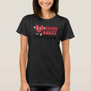 Camiseta Sentir-se sortudo, Dia de os namorados de coração,