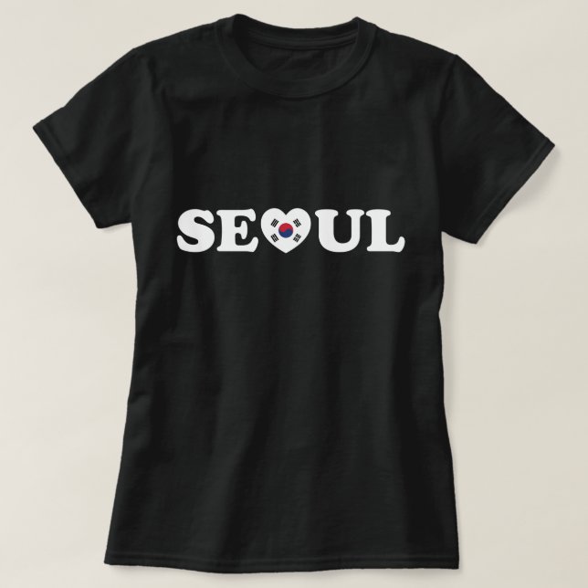 Camiseta Seoul Love Heart Taegeukgi Flag (Frente do Design)