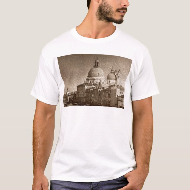Camiseta Sepia - Efeito de Papel Venice Grande Canal (Frente)