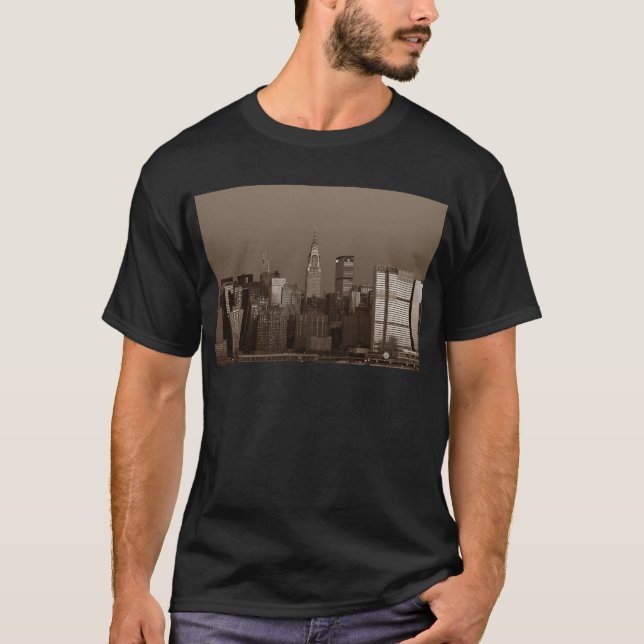 Camiseta Sepia Nova Iorque Skyline (Frente)