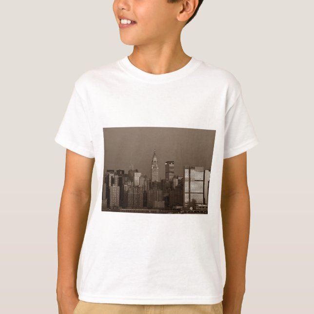 Camiseta Sepia Nova Iorque Skyline (Frente)
