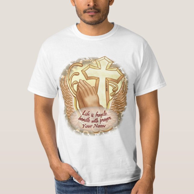 Camiseta Sepia Prayer Mãos Cristão (Frente)