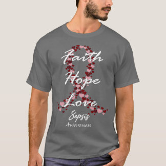 Camiseta Sepsis Consciência Fé Esperança Ama Esperança Por