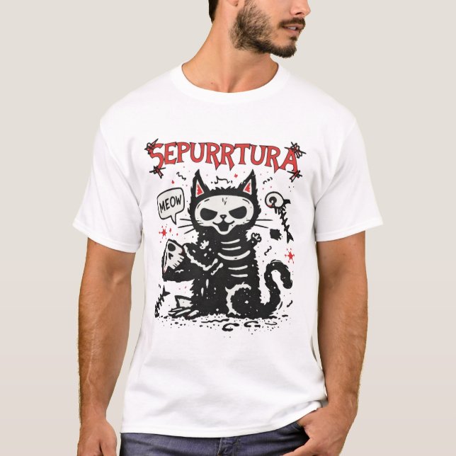 Camiseta Sepurrtura Heavy Metal Cat Illustration (Frente)