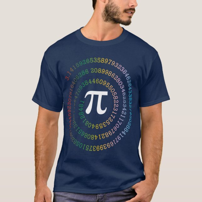 Camiseta sequência numérica de Pi espiral Dia do Nerd Matem (Frente)