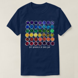 Camiseta Sequin Sparkle Personalizar Texto Algodão Azul