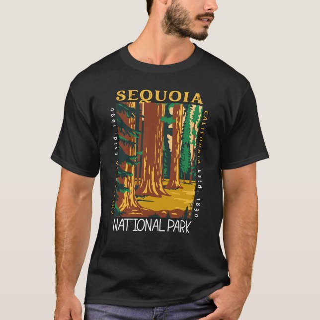 Camiseta Sequoia National Park California Retro Distingue (Frente)