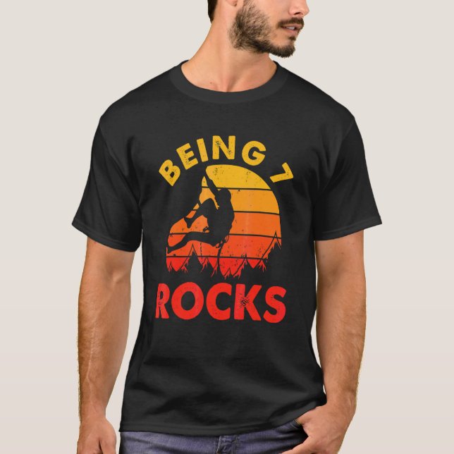 Camiseta Ser 7 Rocks Retro Climber Aniversário (Frente)