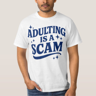 Camiseta Ser Adulto É Uma Farsa Texto Azul Real
