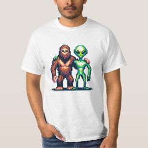 Camiseta Ser Alienígena Extraterrestre e Arte Pixel de Pé-g