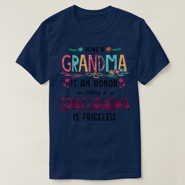 Camiseta Ser Avó é uma Honra Ser Bisavó É (Frente do Design)