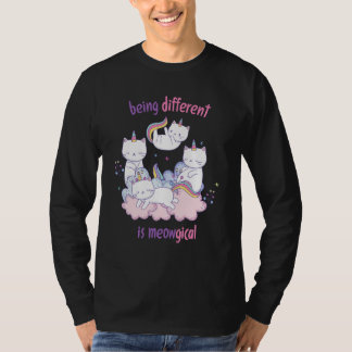 Camiseta Ser diferente é meowgical Gato unicórnio engraçado