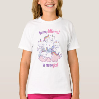 Camiseta Ser diferente é meowgical Gato unicórnio engraçado