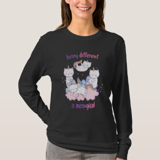 Camiseta Ser diferente é meowgical Gato unicórnio engraçado