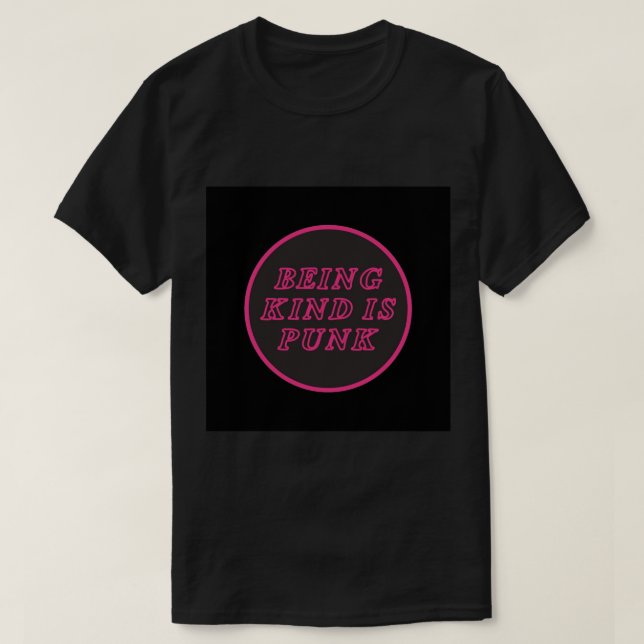 Camiseta ser gentil é pino rosa-punk (Frente do Design)