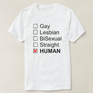 Camiseta Ser humano reto bissexual lésbica alegre nenhumas