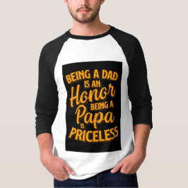Camiseta Ser Papai é Inestimável Preto Amarelo Dia dos Pais