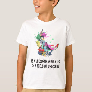 Camiseta Ser Rex De Unicornasaurus Num Campo De Unicórnios