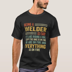 Camiseta Ser soldador é fácil é como andar de bicicleta
