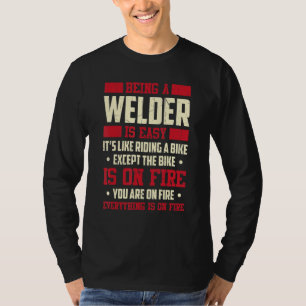 Camiseta Ser soldador é fácil é como andar de bicicleta num